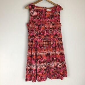 Calvin Klein Pink Orange Snake Print Sleeveless Dress Size 14